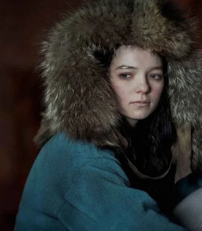 Hanna Corduroy Coat With Fur Blue Hood