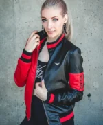 Harley Quinn Genuine Red and Black Leather Jacket