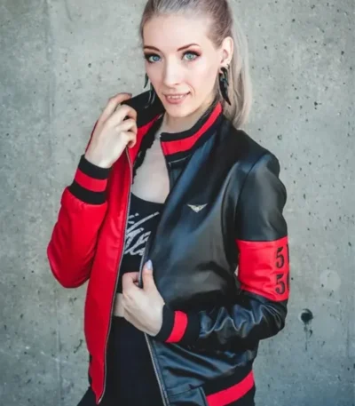 Harley Quinn Genuine Red and Black Leather Jacket