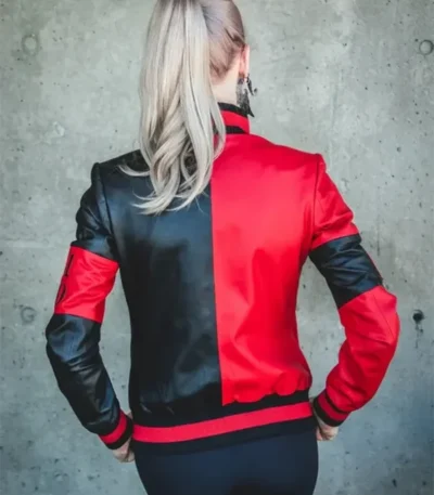 Harley Quinn Genuine Red and Black Leather Jacket