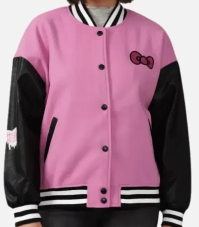 Hello Kitty Pink and Black Varsity Jacket