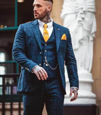 Hernan 1920s Fashion Blue Check Vintage Suit
