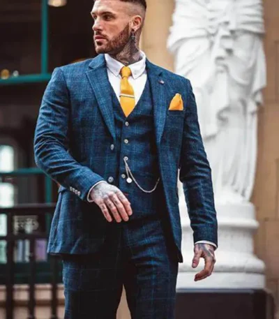 Hernan 1920s Fashion Blue Check Vintage Suit