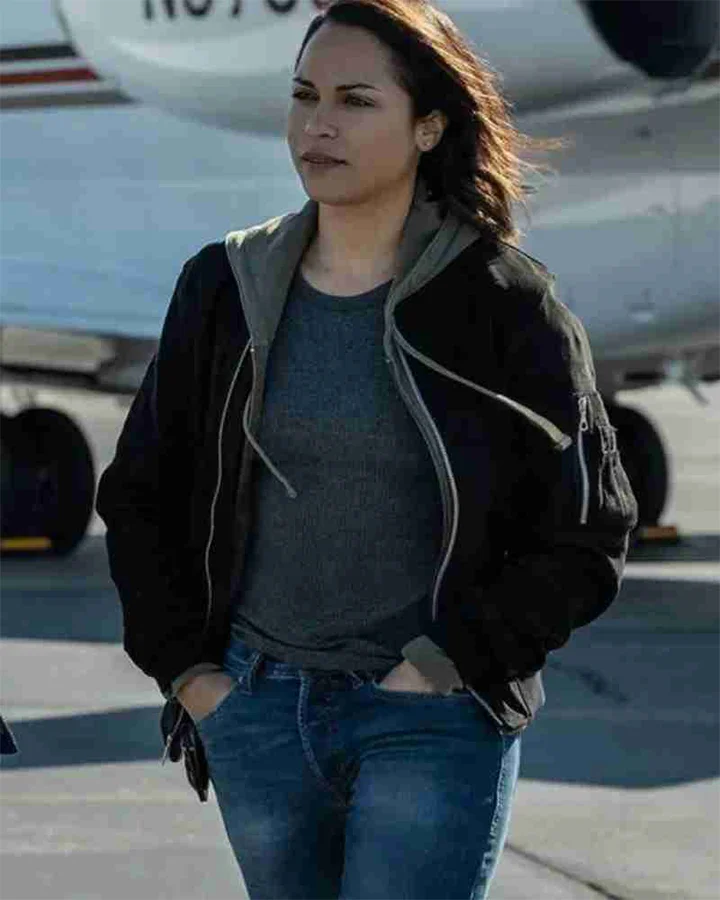 Hightown S02 Jackie Quiñones Black Bomber Jacket Hightown S02 Jackie Quiñones Black Bomber Jacket