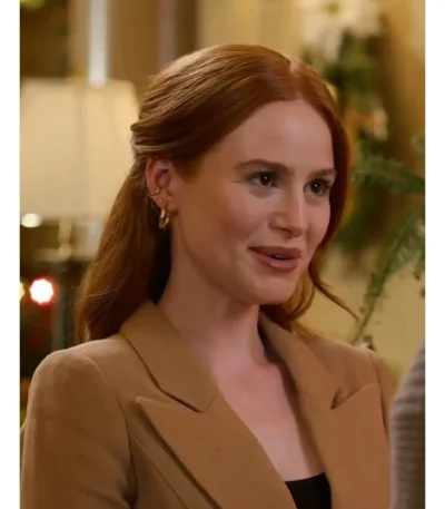 Hotel for the Holidays 2022 Madelaine Petsch Camel Blazer