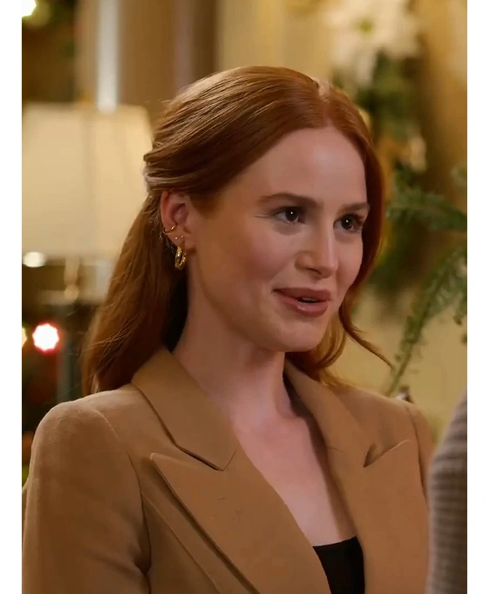 Hotel for the Holidays 2022 Madelaine Petsch Camel Blazer Hotel for the Holidays 2022 Madelaine Petsch Camel Blazer