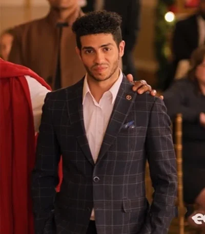 Hotel for the Holidays Mena Massoud Plaid Blazer