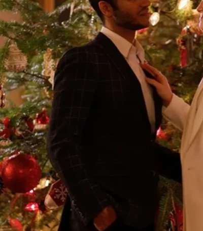 Hotel for the Holidays Mena Massoud Plaid Blazer