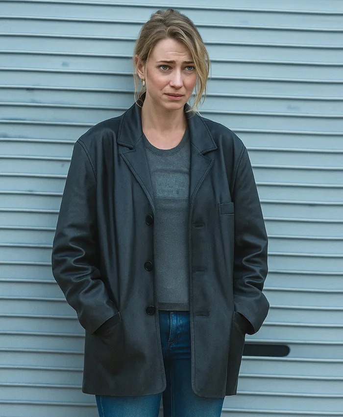 Imogen Poots All of You Black Leather Coat Imogen Poots All of You Black Leather Coat