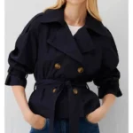 Isabella Double Breasted With Belted Front Cropped Trench Coat