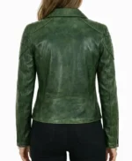 Jacqueline Green Distressed Premium Leather Women’s Biker Jacket