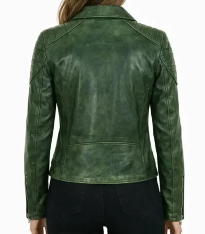 Jacqueline Green Distressed Premium Leather Women’s Biker Jacket