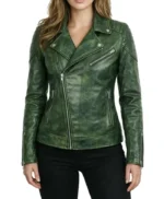 Jacqueline Green Distressed Premium Leather Women’s Biker Jacket
