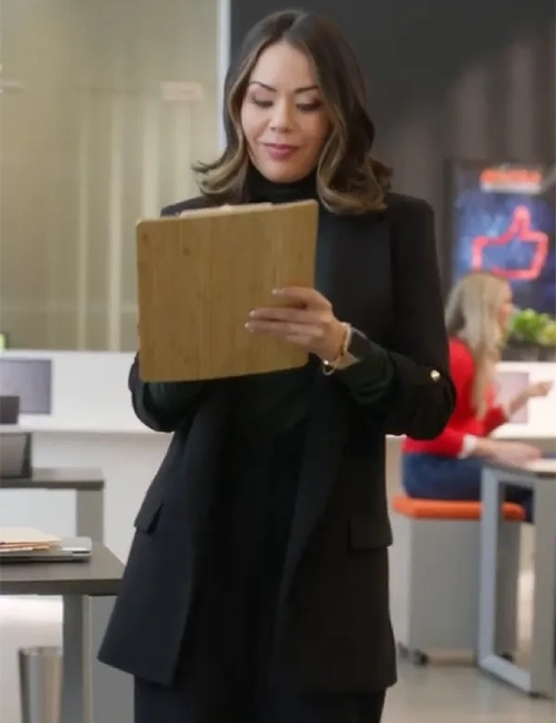 Janel Parrish Return to Office Black Wool Coat Janel Parrish Return to Office Black Wool Coat