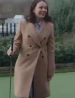 Janel Parrish Return to Office Brown Coat