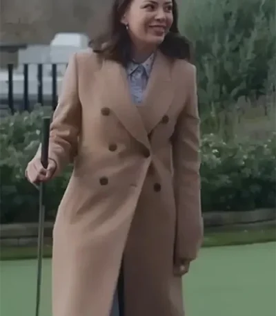 Janel Parrish Return to Office Brown Coat