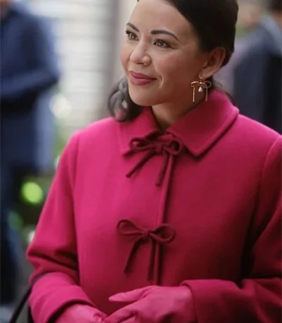 Janel Parrish Sugarplummed Pink Wool Coat