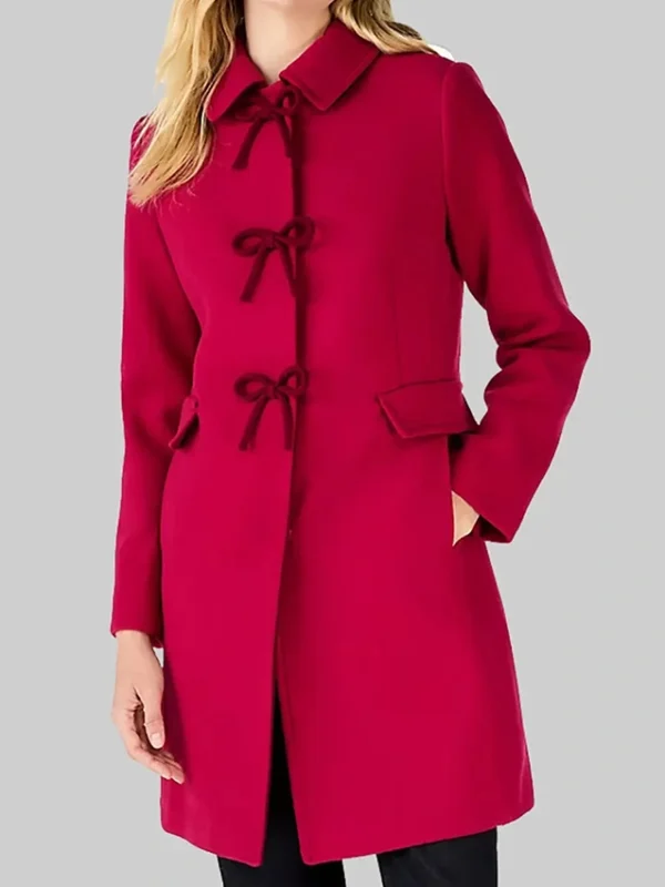 Janel Parrish Sugarplummed Pink Wool Coat