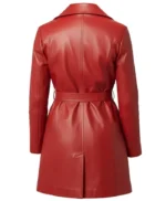 Jasmine Red Sheepskin Belted Leather Trench Coat