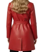 Jasmine Red Sheepskin Belted Leather Trench Coat