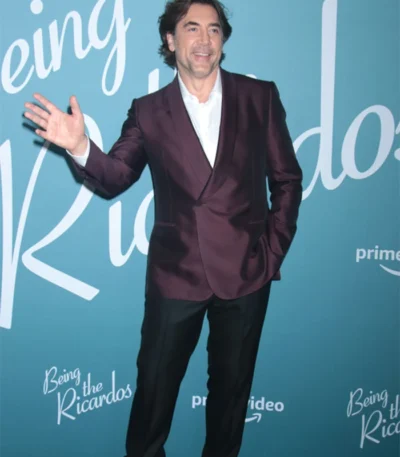 Javier Bardem Being The Ricardos Maroon Blazer Coat