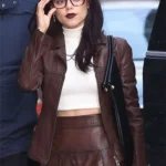 Jenna Ortega Death of a Unicorn Brown Leather Jacket