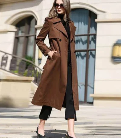 Jessica Brown Double Belted Cuffs Cropped Trench Coat