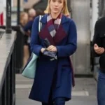 Jessy Schram Mystic Christmas 2023 Blue Wool Coat