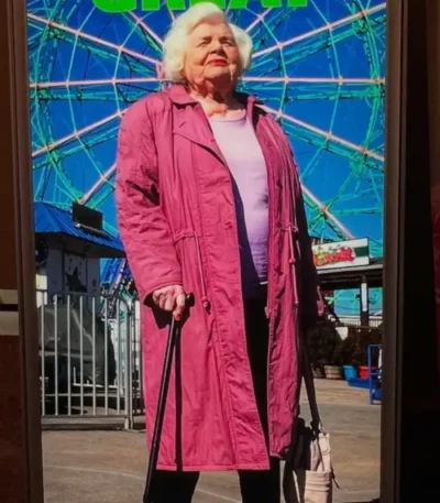 June Squibb Eleanor the Great Pink Trench Coat