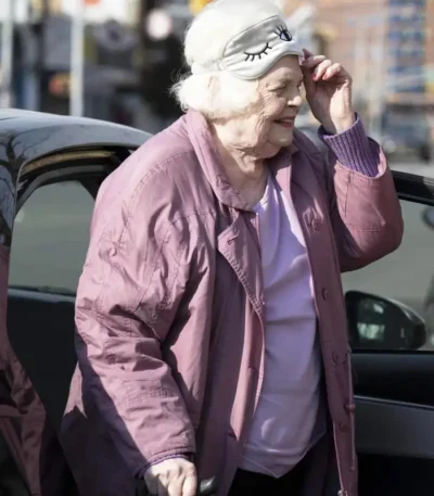 June Squibb Eleanor the Great Pink Trench Coat