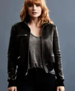 Jurassic World 3 Claire Dearing Cropped Bomber Leather Jacket