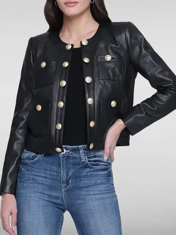 Karl Rath Collarless Black Leather Jacket
