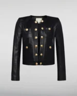 Karl Rath Collarless Black Leather Jacket