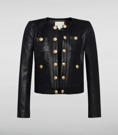 Karl Rath Collarless Black Leather Jacket