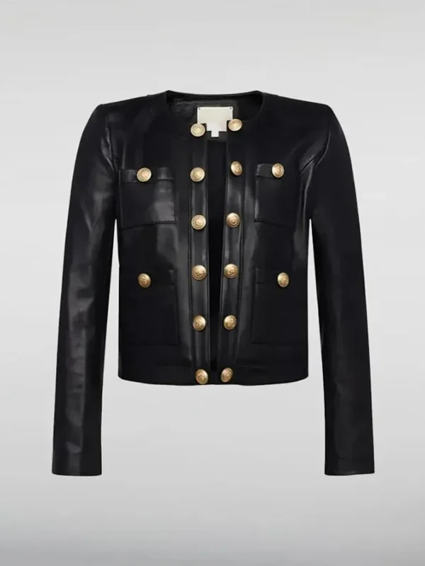 Karl Rath Collarless Black Leather Jacket