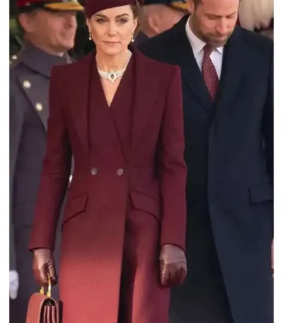 Kate Middleton Burgundy Wool Coat