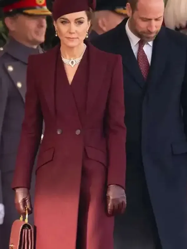 Kate Middleton Burgundy Wool Coat