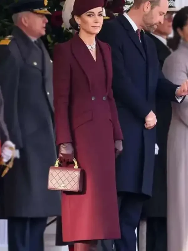 Kate Middleton Burgundy Wool Coat
