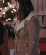 Katherine Brown Long Wool Shearling Fur Collar Coat
