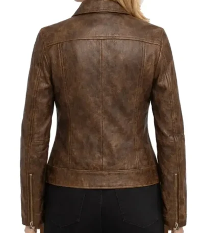 Kathleen Brown Distressed Sheepskin Women’s Leather Jacket
