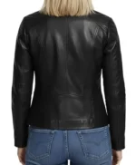 Katie Slim Fit Women Cafe Racer Leather Jacket