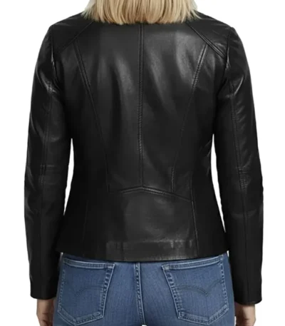 Katie Slim Fit Women Cafe Racer Leather Jacket