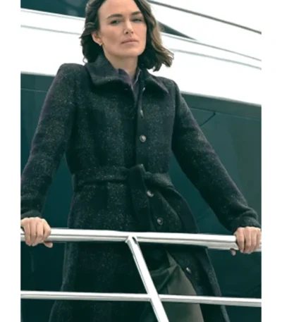 Keira Knightley The Woman in Cabin 10 Black Coat