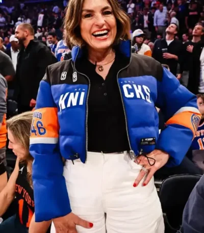 Knicks vs. Cavaliers Game 2 Mariska Hargitay Puffer Jacket