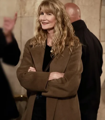 Laura Dern Is This Thing On Brown Coat