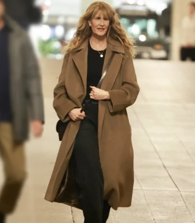 Laura Dern Is This Thing On Brown Coat