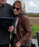 Lesley Manville Moonflower Murders Brown Jacket