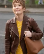 Lesley Manville Moonflower Murders Brown Jacket