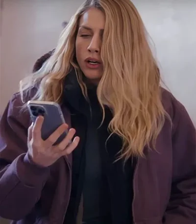 Lindsay Hicks A Holiday I Do 2023 Purple Hooded Jacket