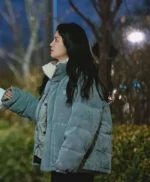 Love All Play 2022 Park Ju-hyun Blue Puffer Jacket